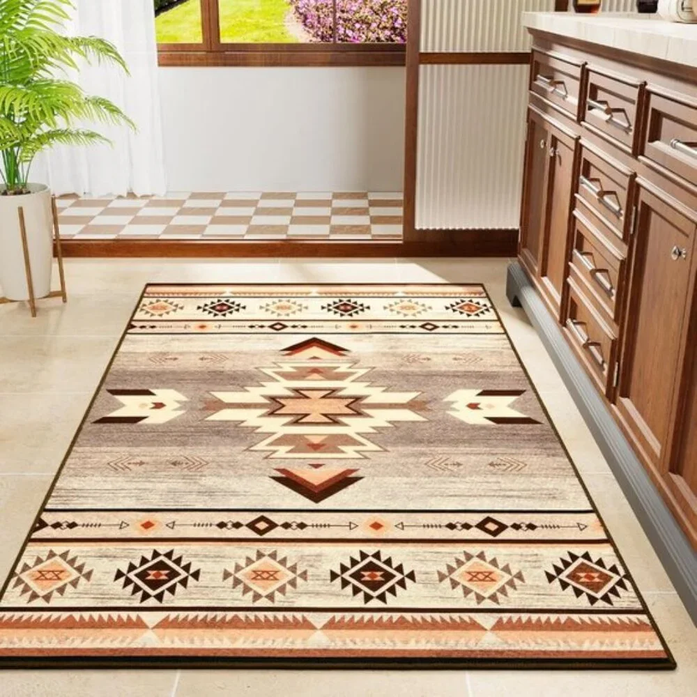 New 3x5 Beige Washable Rug, Non-Slip Aesthetic Carpet for Bedroom & Living Room